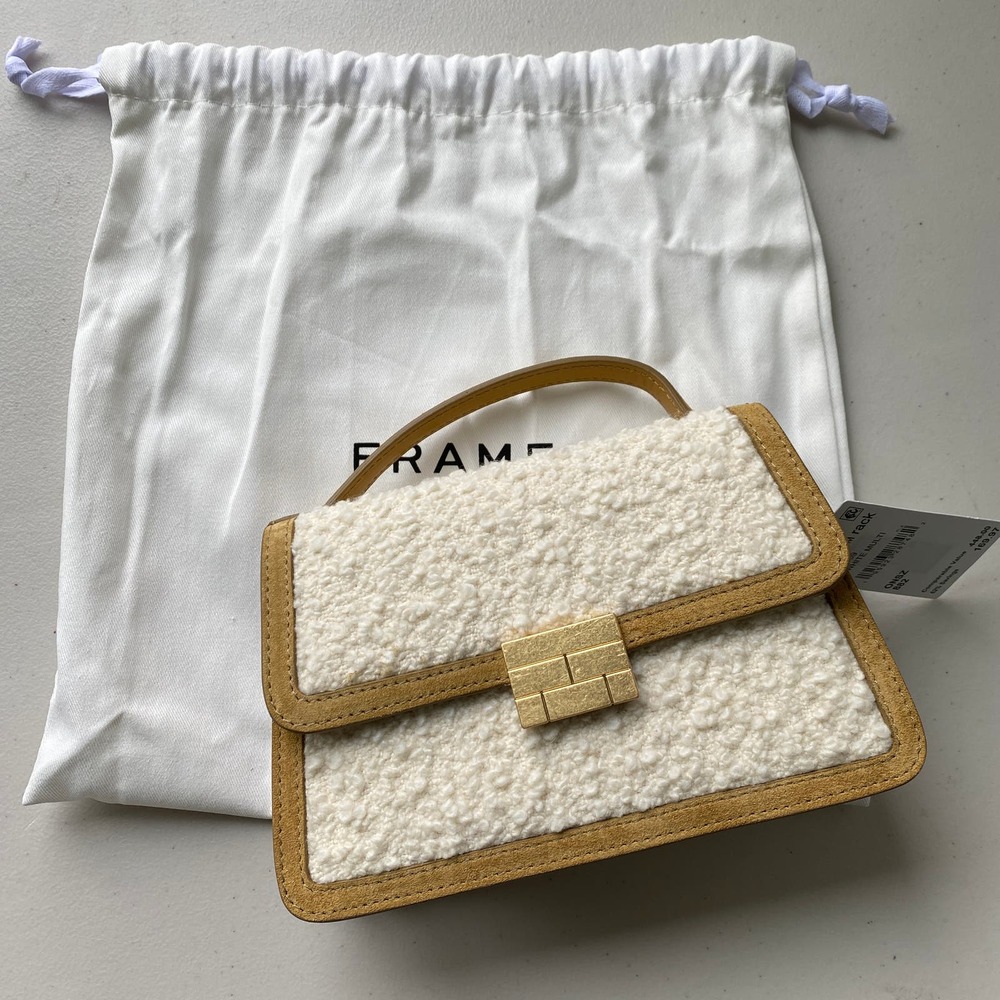 NWT FRAME Le Signature Mini Boucle Crossbody Bag Off White Multi Top Handle